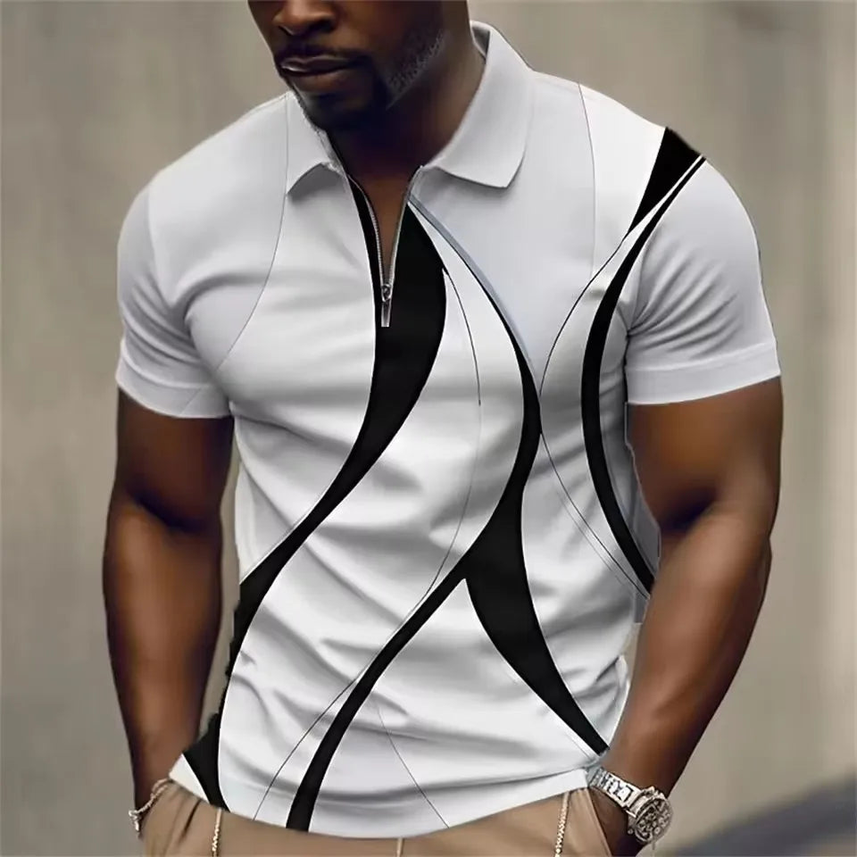 Men’s Geometric Print Short-Sleeve Polo Shirt