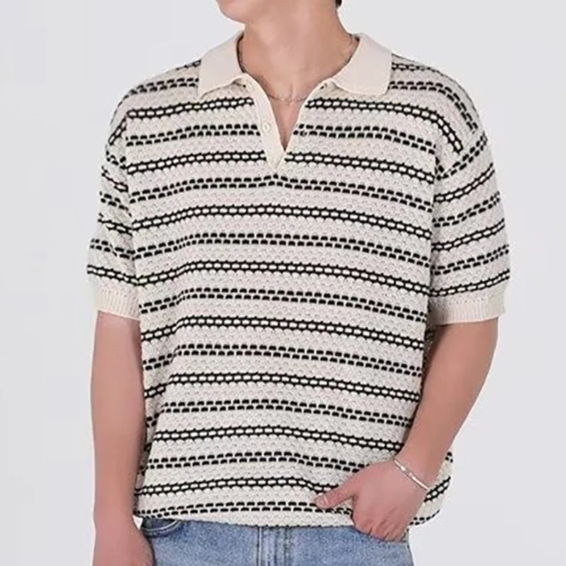 Polo de manga corta a rayas para hombre