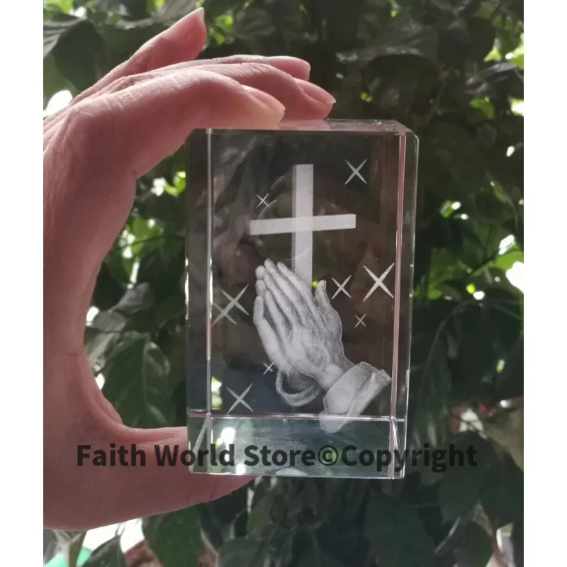 3D Crystal Cross Statue for Home Prayer