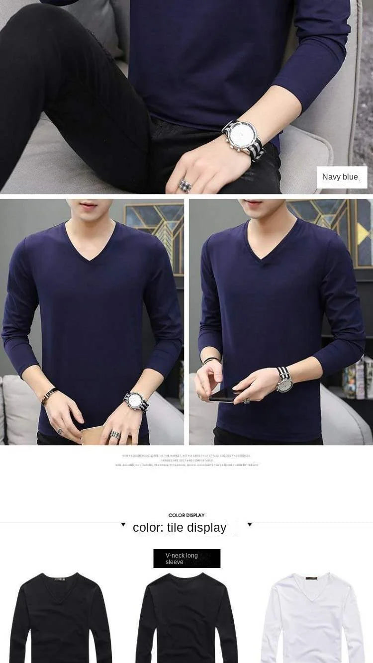 Camiseta de rendimiento de manga larga con cuello en V para hombre