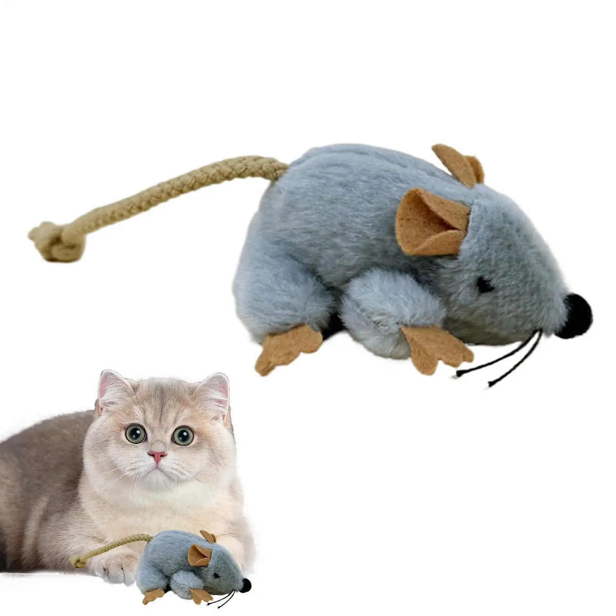 Interactive Plush Mouse Cat Toy with Sound