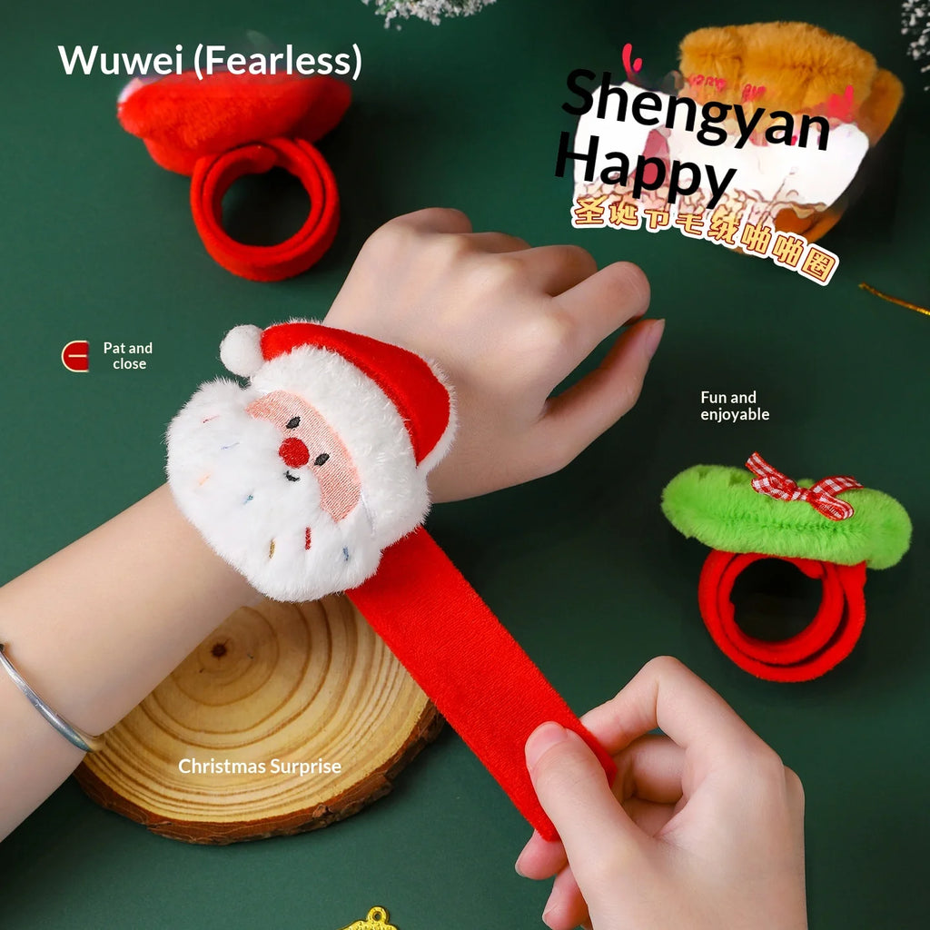 Pulsera de felpa navideña de golpe