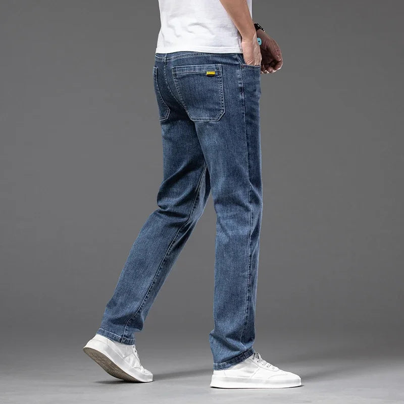 Men’s Classic Straight-Leg Jeans – Blue or Dark Gray