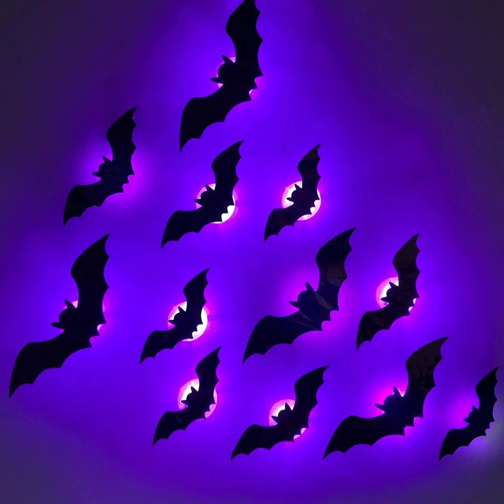 Halloween 3D Bat LED Night Light Wall Decor