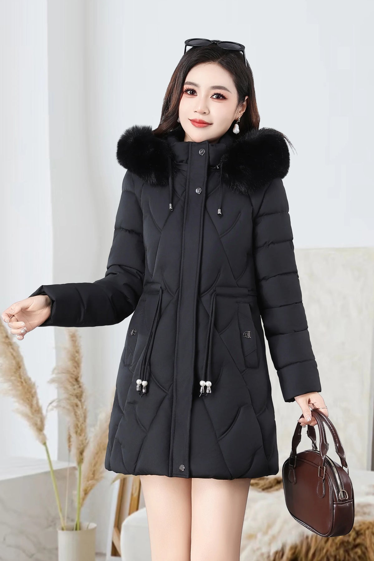 Women’s Long Fur-Collar Winter Puffer Jacket