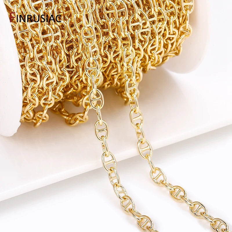 Cadena de latón bañado en oro de 14K para bisutería