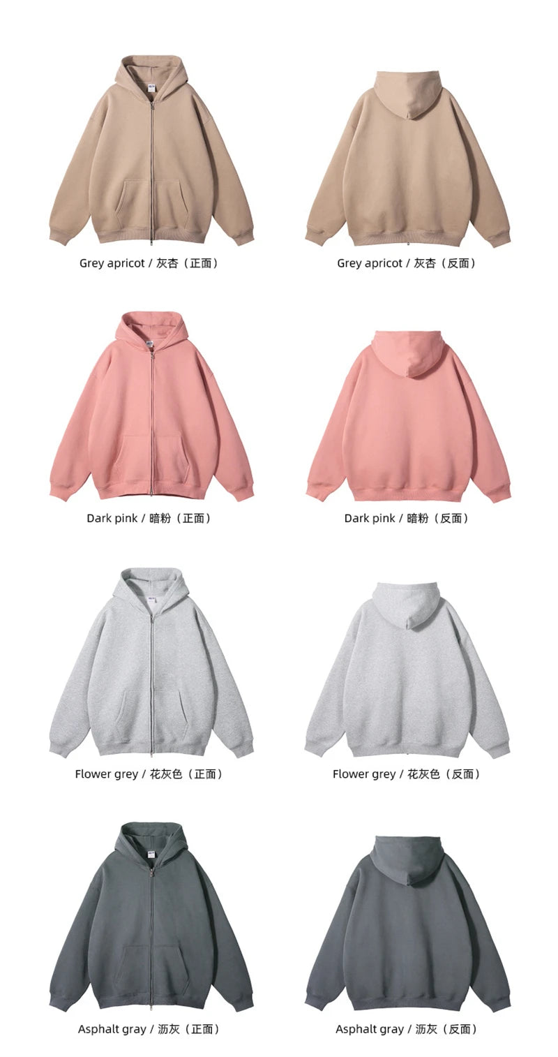 ZODF New Men Double Headed Zipper Fleece Hoodies Unisex Loose Basic Solid Warm Hooded Sweatshirts Coats For Winter HY0633 Padilla Innovations LLC