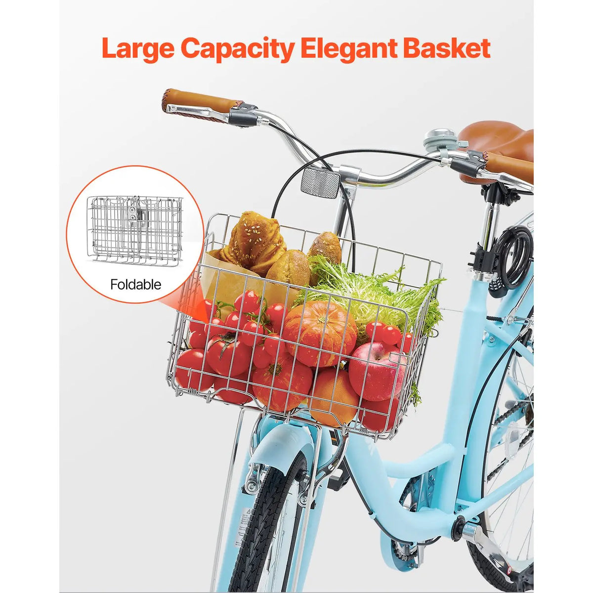 26-Inch Light Blue Beach Cruiser with Rear Rack