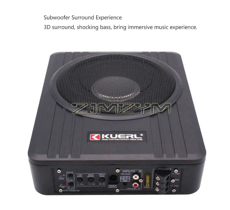 12V High Power Active Subwoofer with Built-in Amplifier, 10"  8'' Slim Under-Seat Active Powered Car Truck Subwoofer