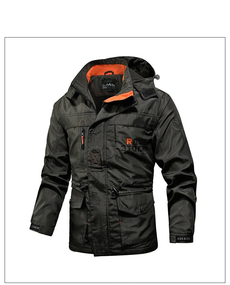 Men’s Hooded Cargo Windbreaker Jacket