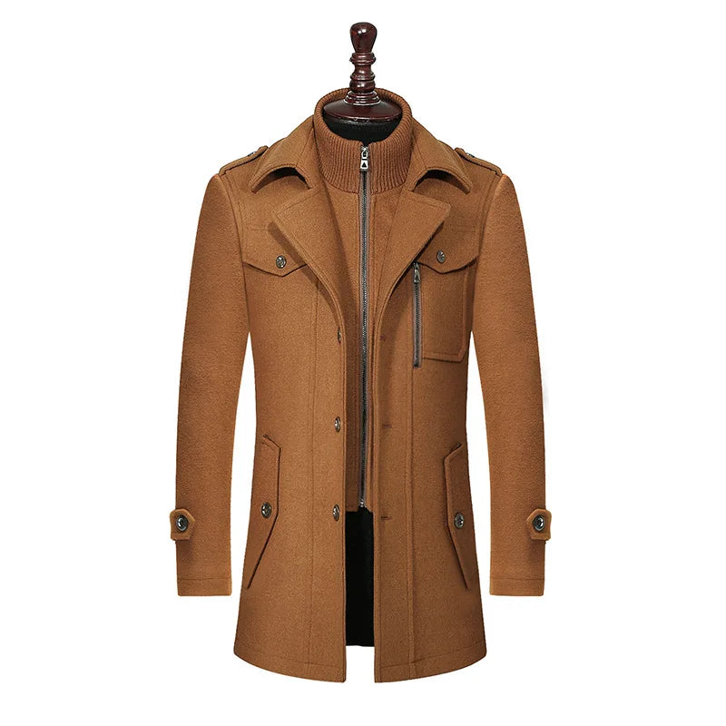Men’s Wool-Blend Double-Collar Overcoat