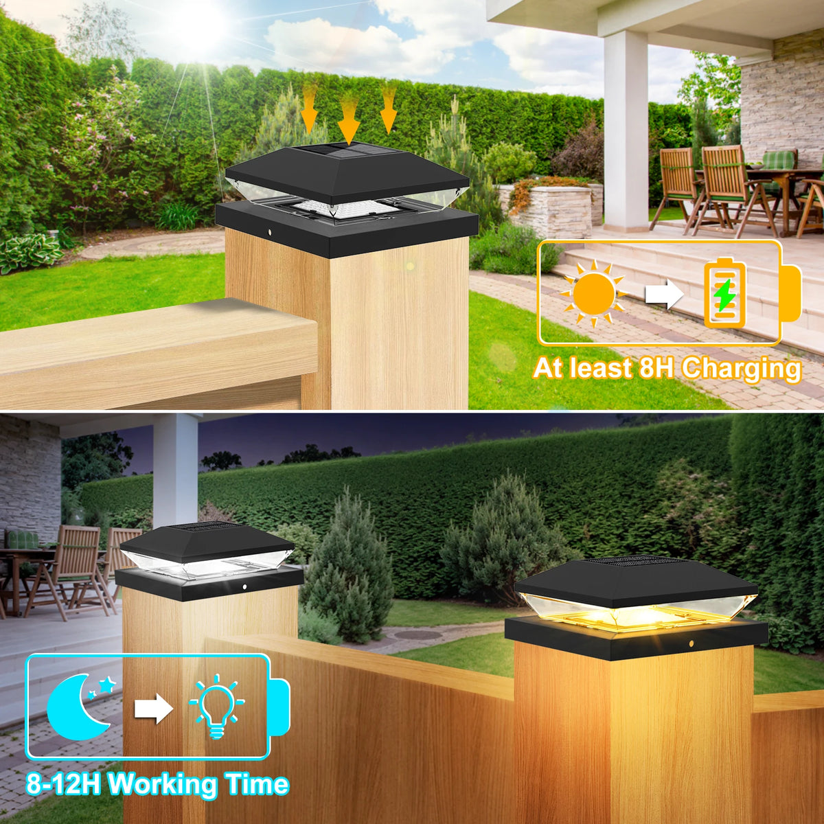 Solar LED Fence & Post Cap Lights – 1-Pack or 2-Pack