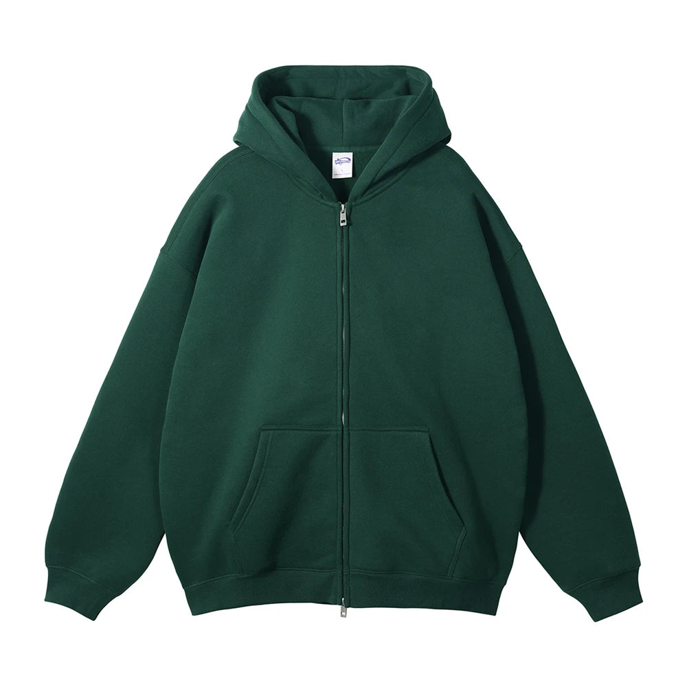 ZODF New Men Double Headed Zipper Fleece Hoodies Unisex Loose Basic Solid Warm Hooded Sweatshirts Coats For Winter HY0633 Padilla Innovations LLC