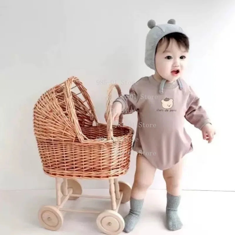Handwoven Wicker Baby Bassinet & Storage Basket