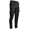 Men’s Skinny Cargo Jeans – Black, Light Blue, Dark Blue or Gray