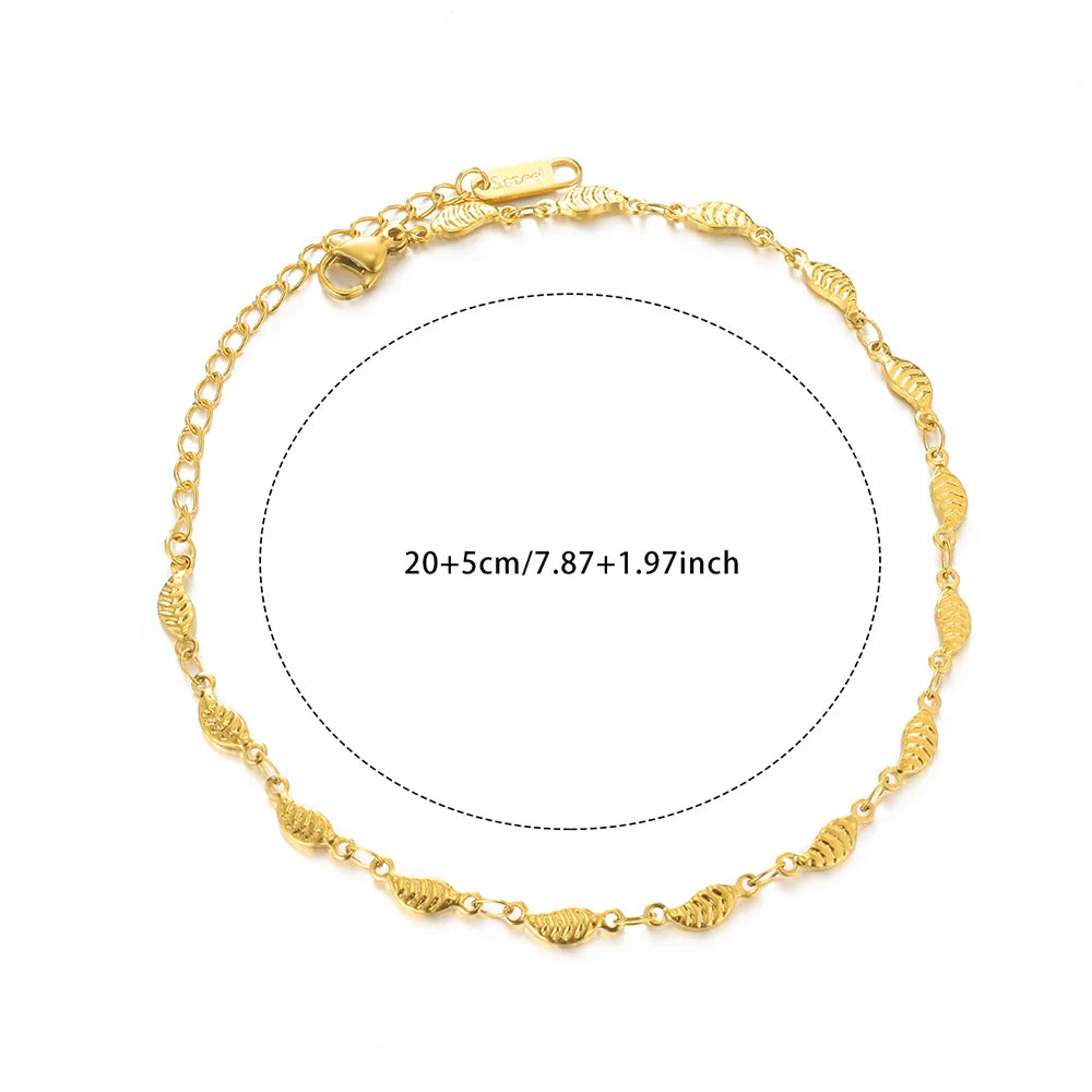 Women’s Stainless Steel Leaf & Heart Anklet