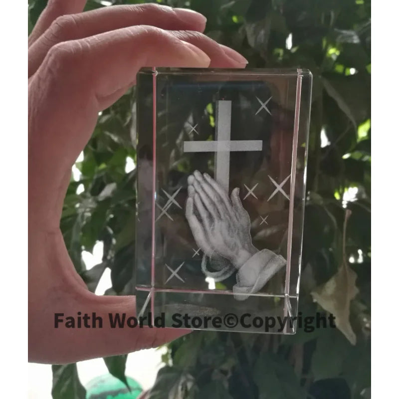 3D Crystal Cross Statue for Home Prayer