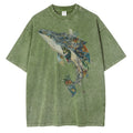 Camiseta de algodón con estampado de ballenas para hombre