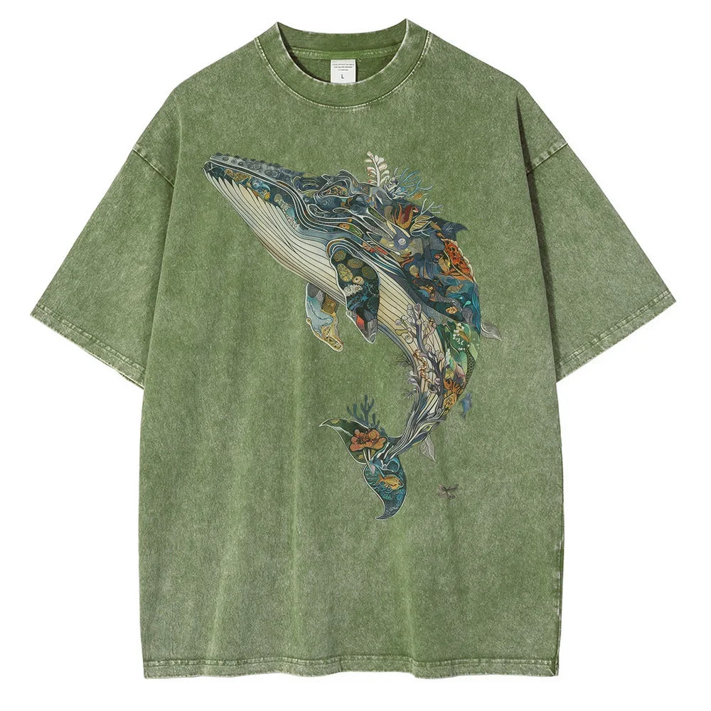 Men’s Whale Print Cotton T-Shirt
