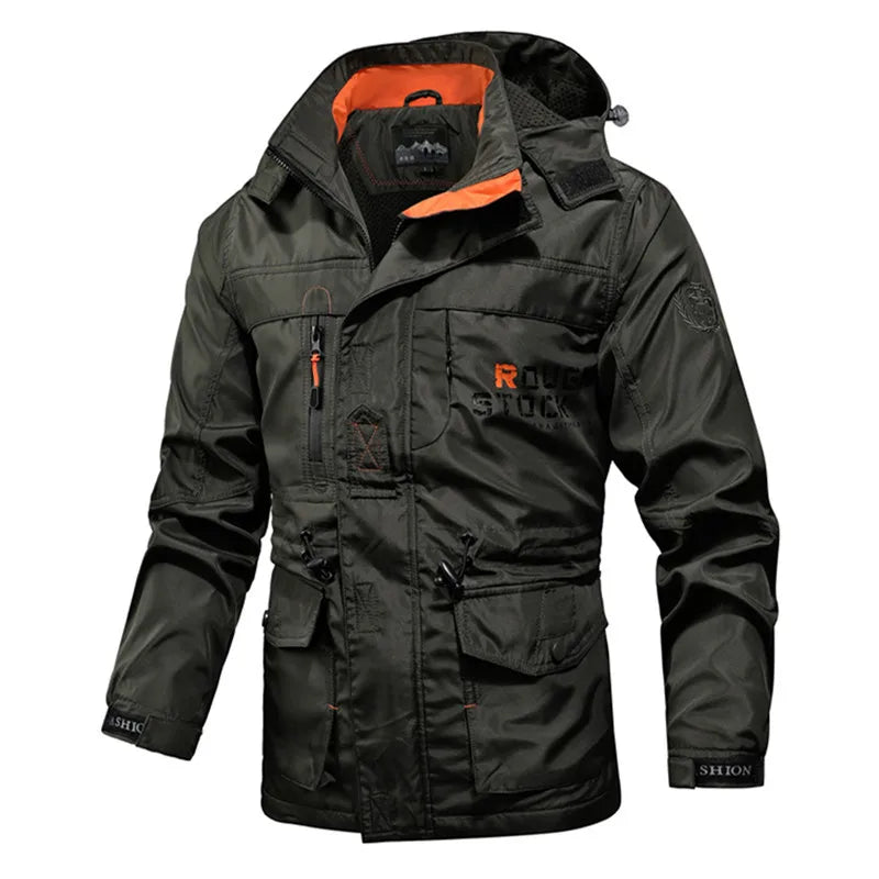 Men’s Hooded Cargo Windbreaker Jacket