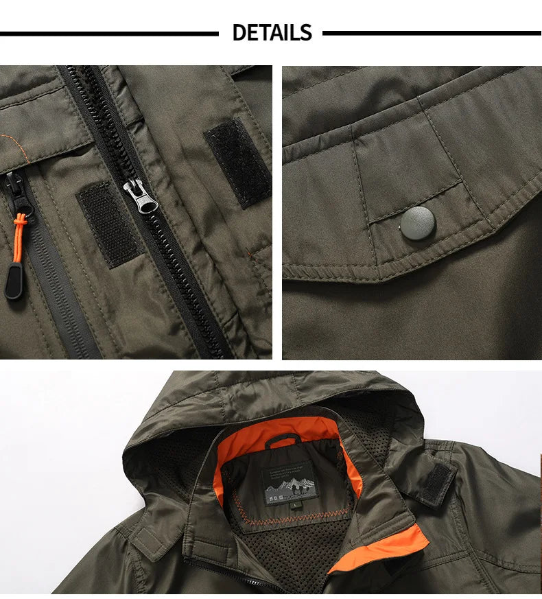 Men’s Hooded Cargo Windbreaker Jacket