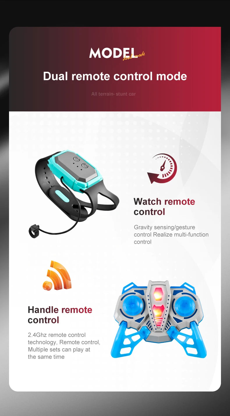 Top RC Stunt Car 2.4G Remote Control Cars RC Watch Gesture Sensor LED Rotation Gift Electronic Toy for Kids Boys