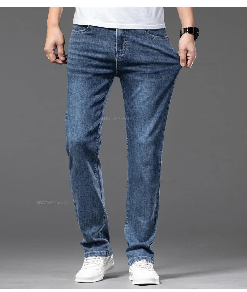 Men’s Classic Straight-Leg Jeans – Blue or Dark Gray