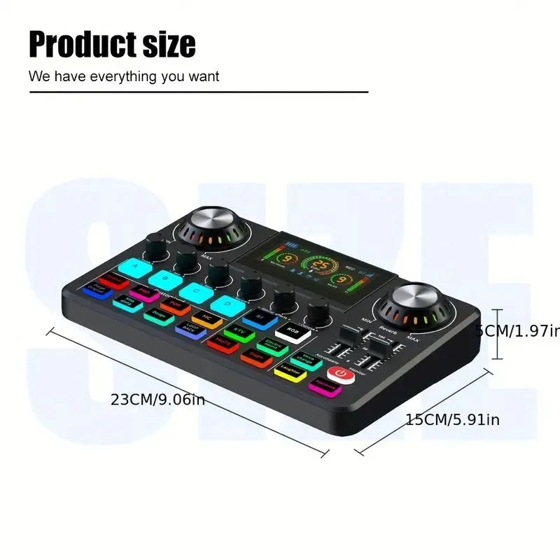 RGB Live Sound Card & DJ Audio Mixer with Voice Changer