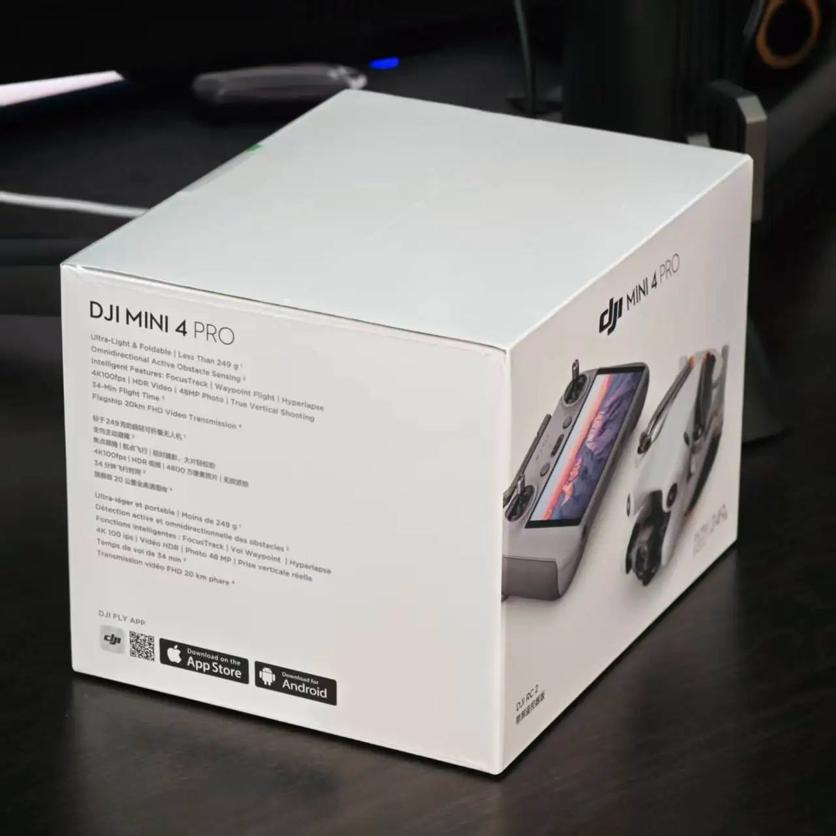For Mini 4 Pro (RC 2) Beginner-Friendly Plastic Drone Dual Camera AI Tracking 4K Video 34 Min Flight Time 20km Transmission