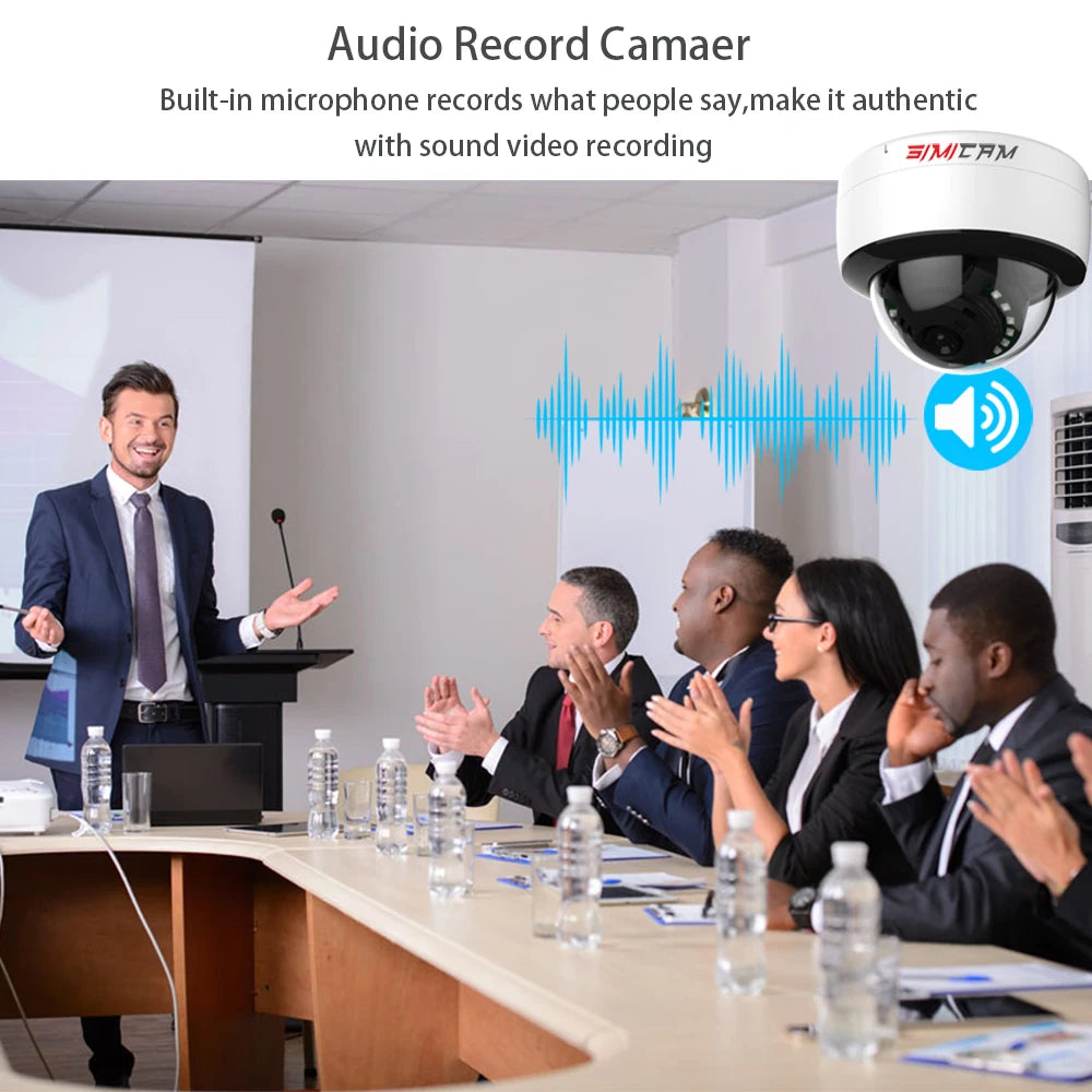 SIMICAM 4MP/5MP/4K Dome IP Camera – PoE/DC12V with Built-In Mic