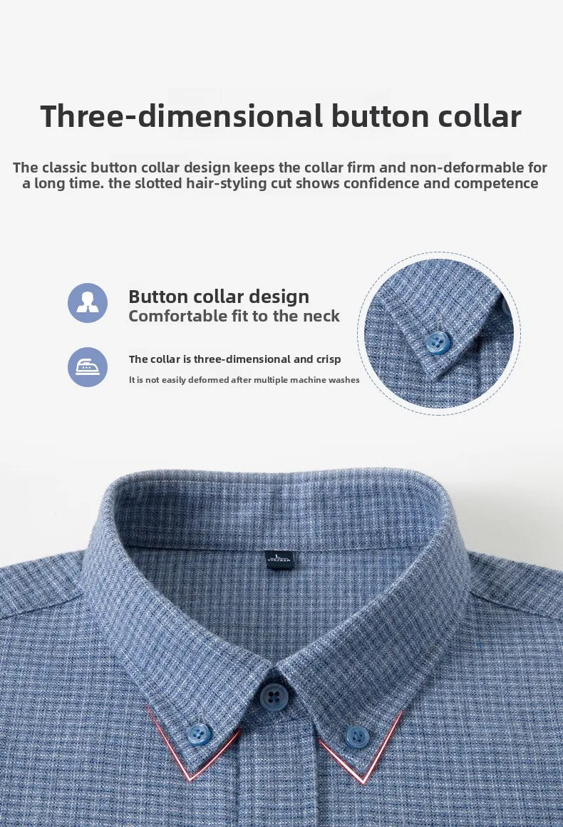 Camisa de algodón a cuadros resistente a las arrugas para hombre