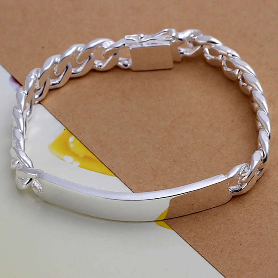 10mm Silver-Color Geometric Chain Bracelet