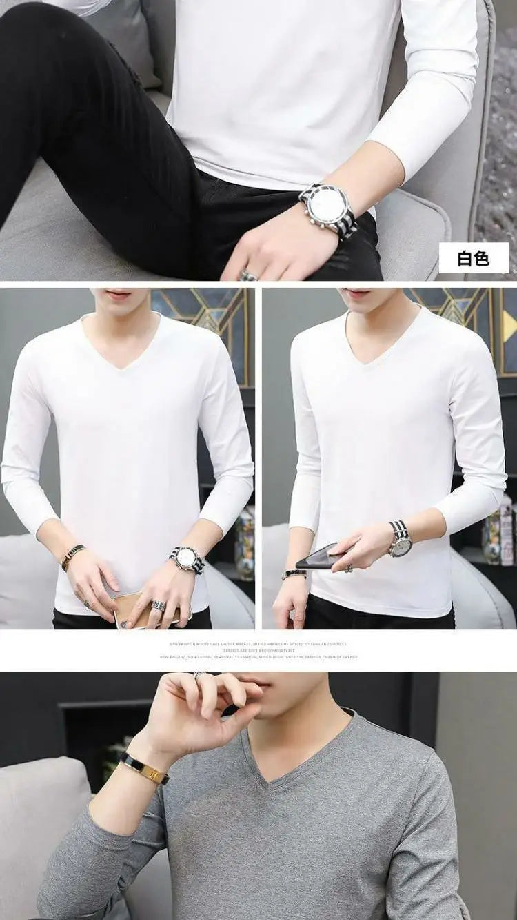 Camiseta de rendimiento de manga larga con cuello en V para hombre