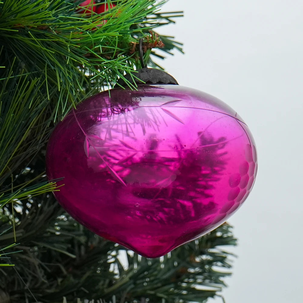 Pink Glass Turnip Christmas Ornament – 3.9-Inch