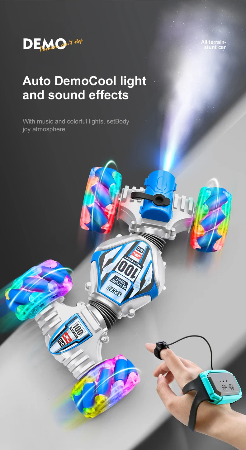 Top RC Stunt Car 2.4G Remote Control Cars RC Watch Gesture Sensor LED Rotation Gift Electronic Toy for Kids Boys