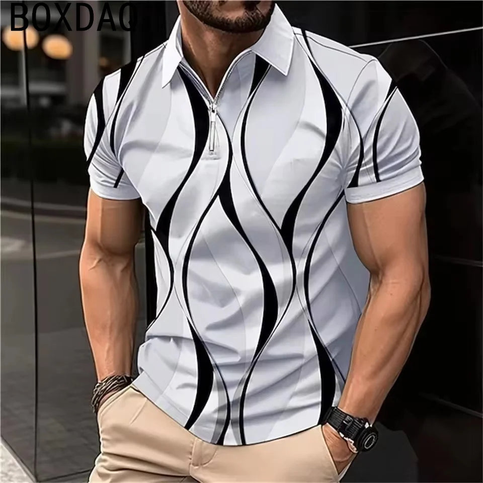 Men’s Geometric Print Short-Sleeve Polo Shirt