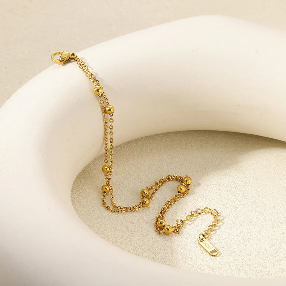 Women’s Stainless Steel Leaf & Heart Anklet