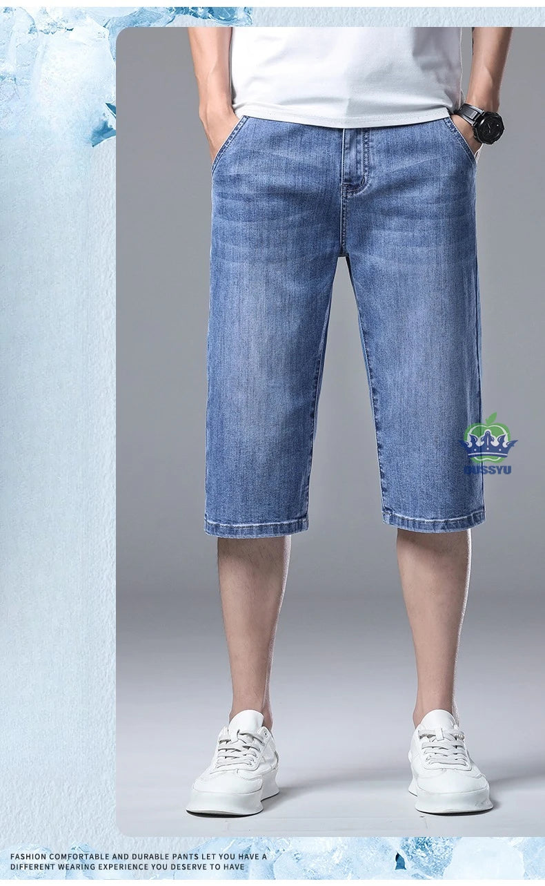 Men’s Baggy Denim Cargo Shorts – 3/4 Length