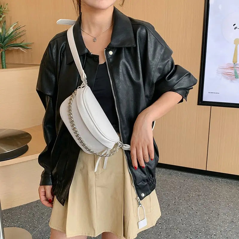 Bolso bandolera de mujer en piel sintética con correa ancha
