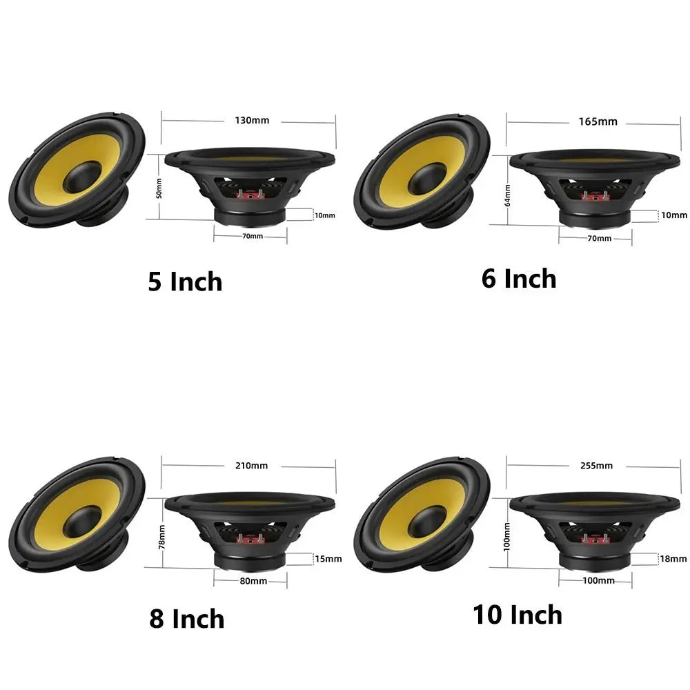 5/6/8/10 Inch Car Bass Speaker Coaxial Subwoofer DIY Car Subwoofer HiFi Music Full Range Frequency High-volume Audio Speakers