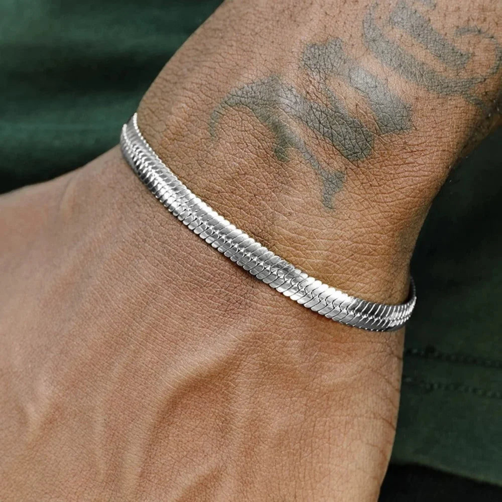 3mm Stainless Steel Flat Chain Bracelet