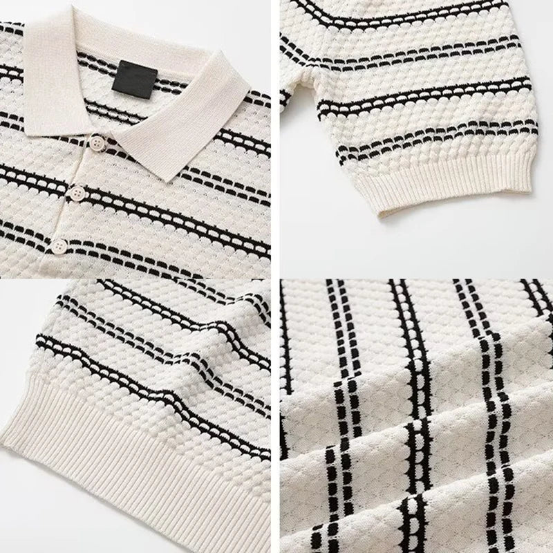 Men’s Striped Short-Sleeve Polo Shirt