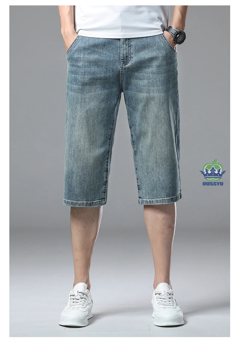 Men’s Baggy Denim Cargo Shorts – 3/4 Length