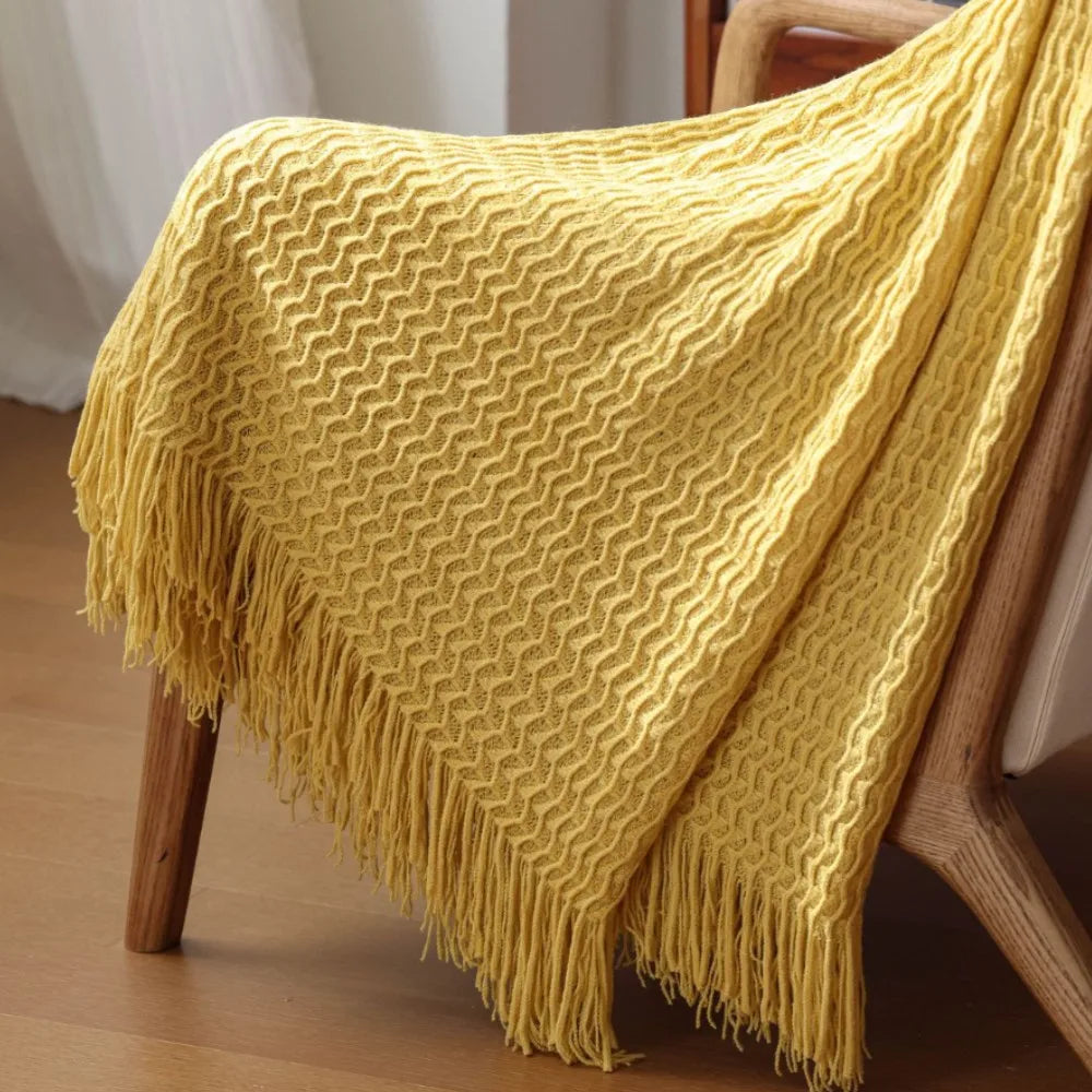 Nordic Knitted Tassel Throw Blanket
