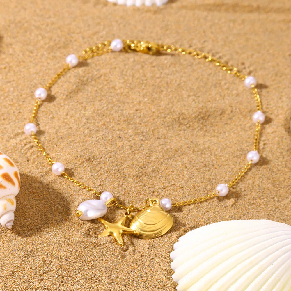Women’s Stainless Steel Leaf & Heart Anklet