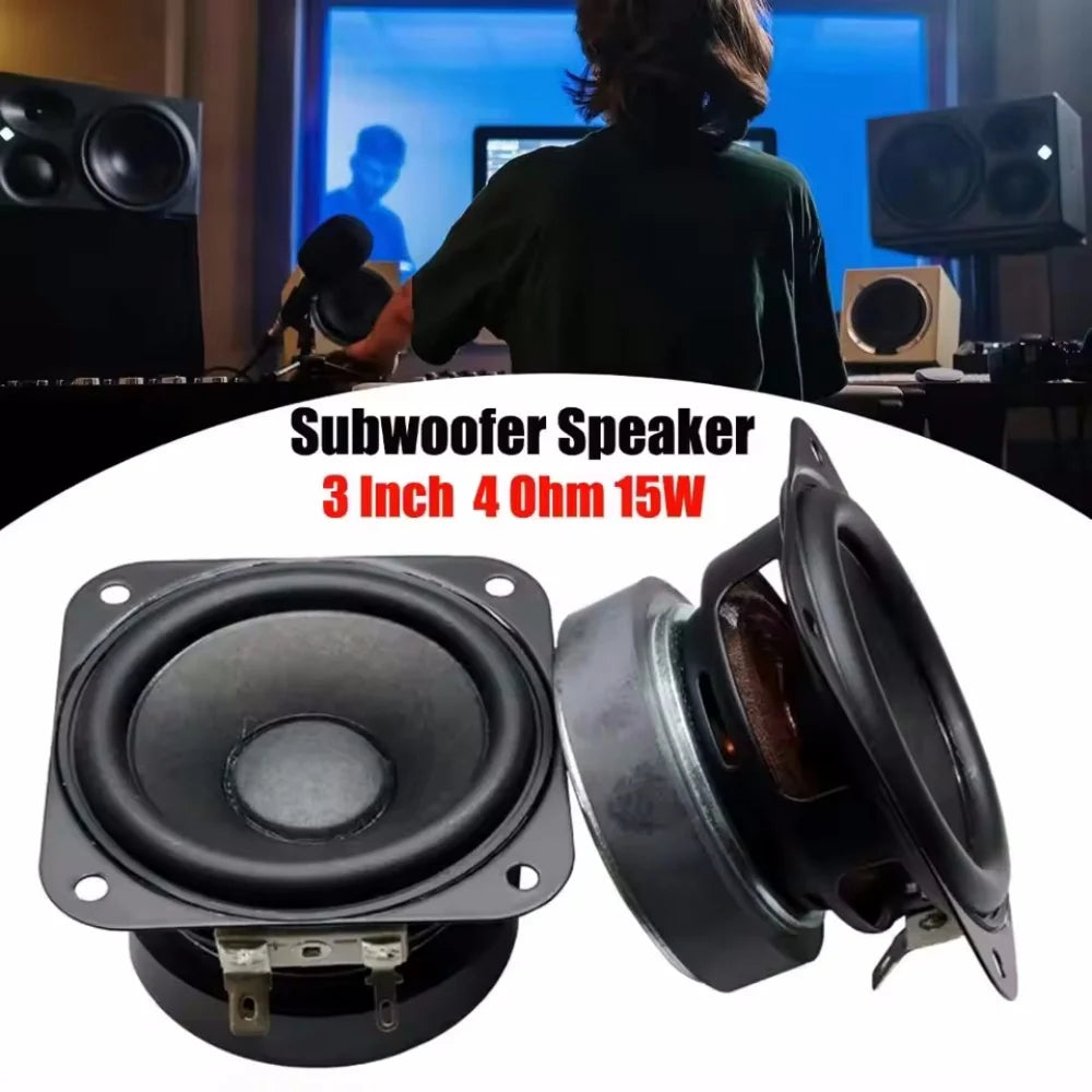 New 3 Inch Subwoofer Speaker 78MM 4 Ohm 15W Convex Cap Bass Square Woofer Dual Magnetic Speaker DIY Bookshelf Home Speakers