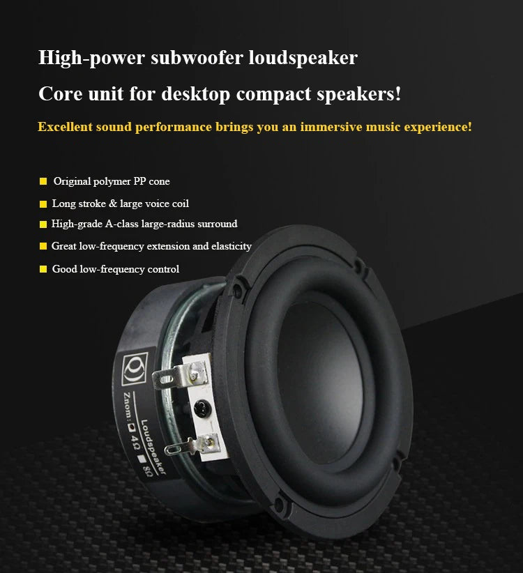 3 Inch Woofer Audiophile Subwoofer Speaker Unit 60W Power Large Voice Coil Long Stroke Professional Home DIY Audio Accessories