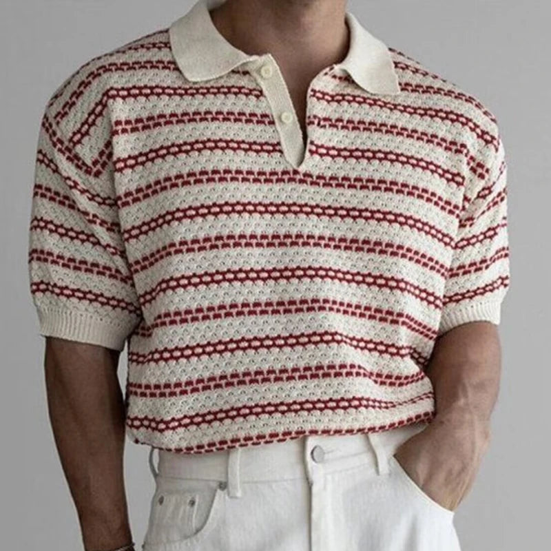 Men’s Striped Short-Sleeve Polo Shirt