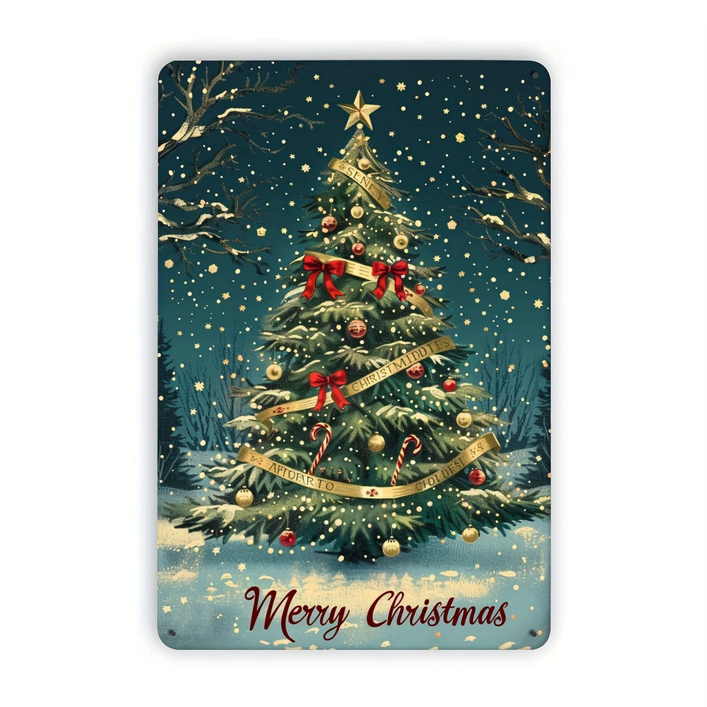 Vintage Christmas Tree Metal Tin Sign