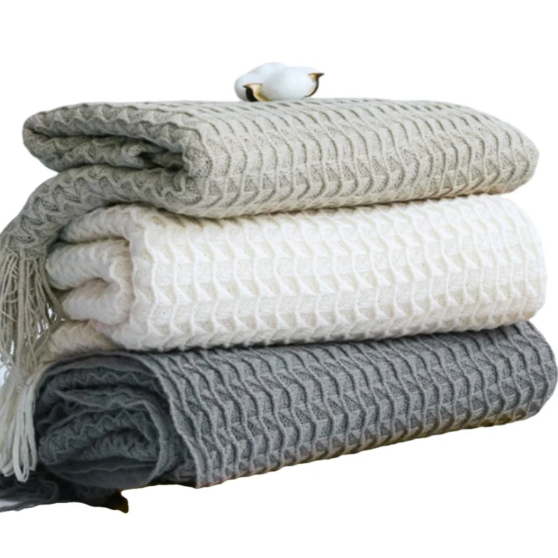 Nordic Knitted Tassel Throw Blanket